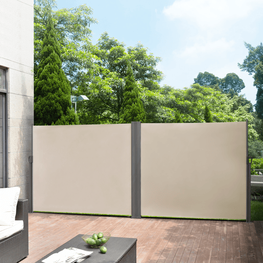 Toldo duplo lateral Alcazaba - exterior - aço e poliéster - cor de areia - 180 x (2x 300) cm pro.tec Toldo duplo lateral Alcazaba - exterior - aço e poliéster - cor de areia - 180 x (2x 300) cm pro.tec