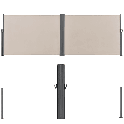 Toldo duplo lateral Alcazaba - exterior - aço e poliéster - cor de areia - 180 x (2x 300) cm pro.tec Toldo duplo lateral Alcazaba - exterior - aço e poliéster - cor de areia - 180 x (2x 300) cm pro.tec