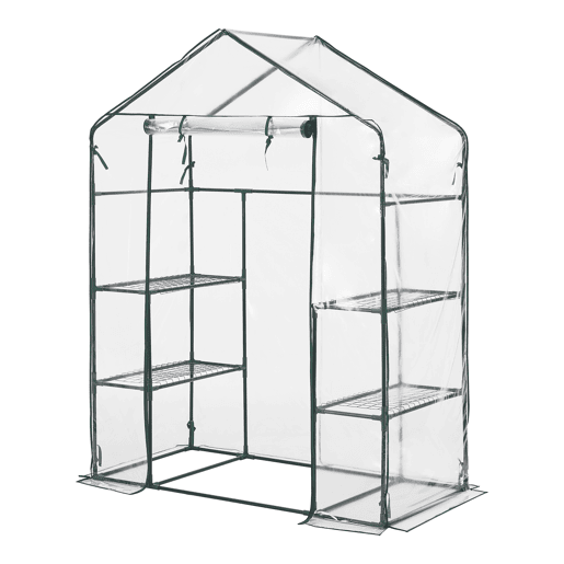 Estufa de jardim Hoorn aço PVC plástico 140 x 73 x 195 cm en.casa