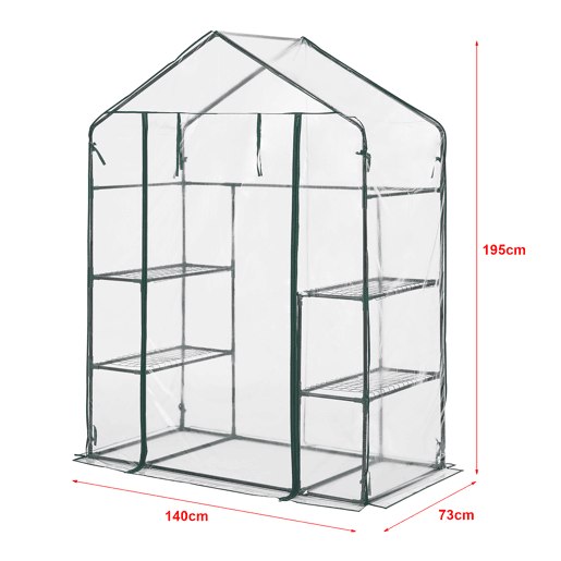 Estufa de jardim Hoorn aço PVC plástico 140 x 73 x 195 cm en.casa