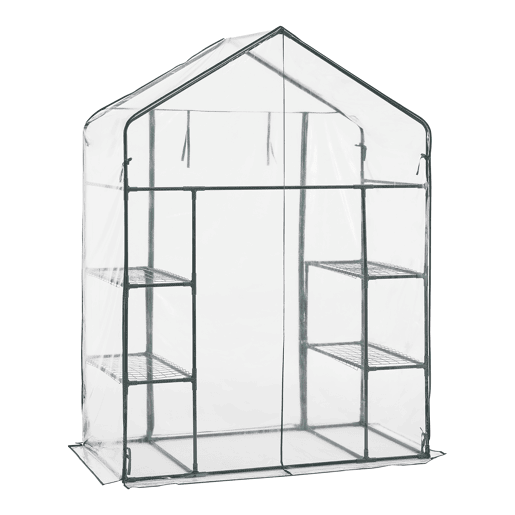 Estufa de jardim Hoorn aço PVC plástico 140 x 73 x 195 cm en.casa