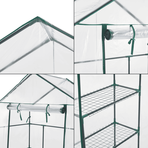 Estufa de jardim Hoorn aço PVC plástico 140 x 73 x 195 cm en.casa