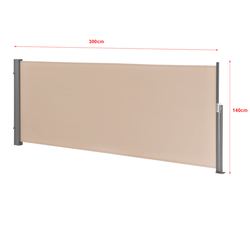 Toldo lateral contra o vento, o sol e a visão Mulhacen Cor de areia 140 x 300cm pro.tec