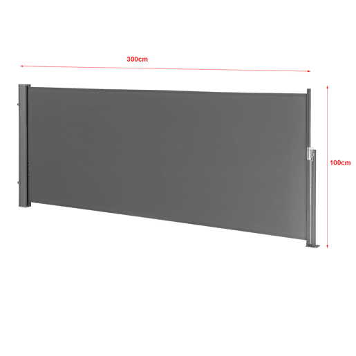Toldo lateral - Exterior - Vento, sol e visão - Cobertura de proteção - Cinzento - 100 x 300cm
