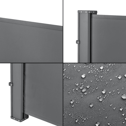 Toldo lateral - Exterior - Vento, sol e visão - Cobertura de proteção - Cinzento - 100 x 300cm