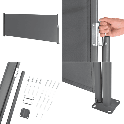Toldo lateral - Exterior - Vento, sol e visão - Cobertura de proteção - Cinzento - 100 x 300cm