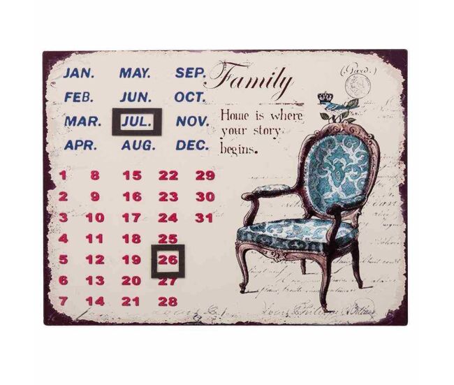 Calendario de metal 25x33 cm