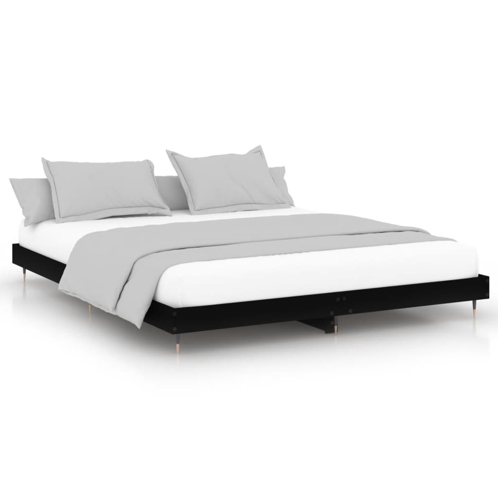 Estructura de cama madera contrachapada negra 200x200 cm