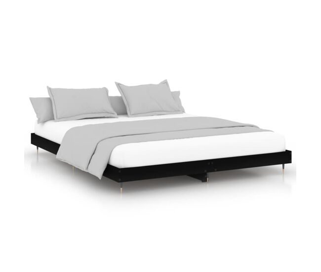 Estructura de cama madera contrachapada negra 200x200 cm
