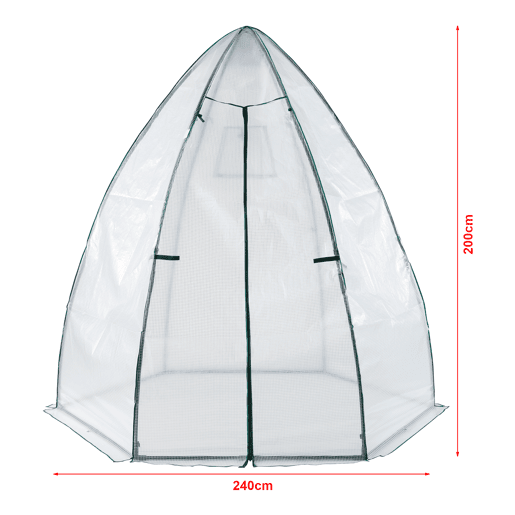 Estufa exterior de alumínio Hunze com grelha de aço e cobertura PE 200xØ240cm - Branco en.casa
