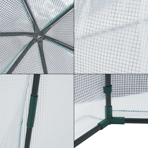 Estufa exterior de alumínio Hunze com grelha de aço e cobertura PE 200xØ240cm - Branco en.casa