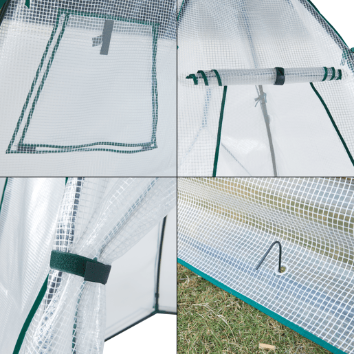 Estufa exterior de alumínio Hunze com grelha de aço e cobertura PE 200xØ240cm - Branco en.casa