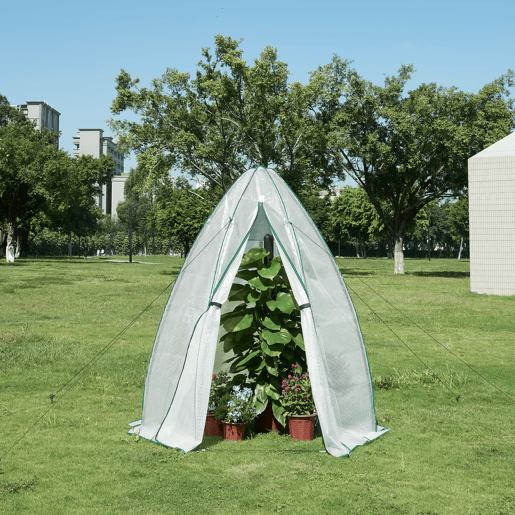 Estufa exterior de alumínio Hunze com grelha de aço e cobertura PE 183 x Ø 160 cm - Branco en.casa