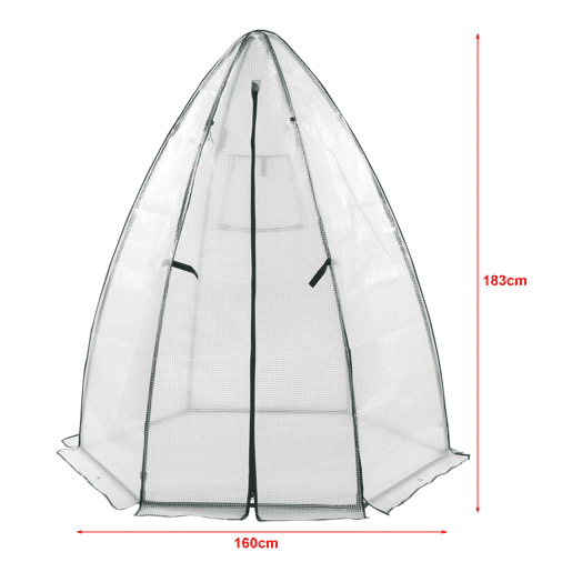 Estufa exterior de alumínio Hunze com grelha de aço e cobertura PE 183 x Ø 160 cm - Branco en.casa