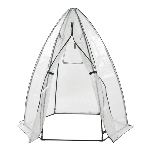 Estufa exterior de alumínio Hunze com grelha de aço e cobertura PE 183 x Ø 160 cm - Branco en.casa