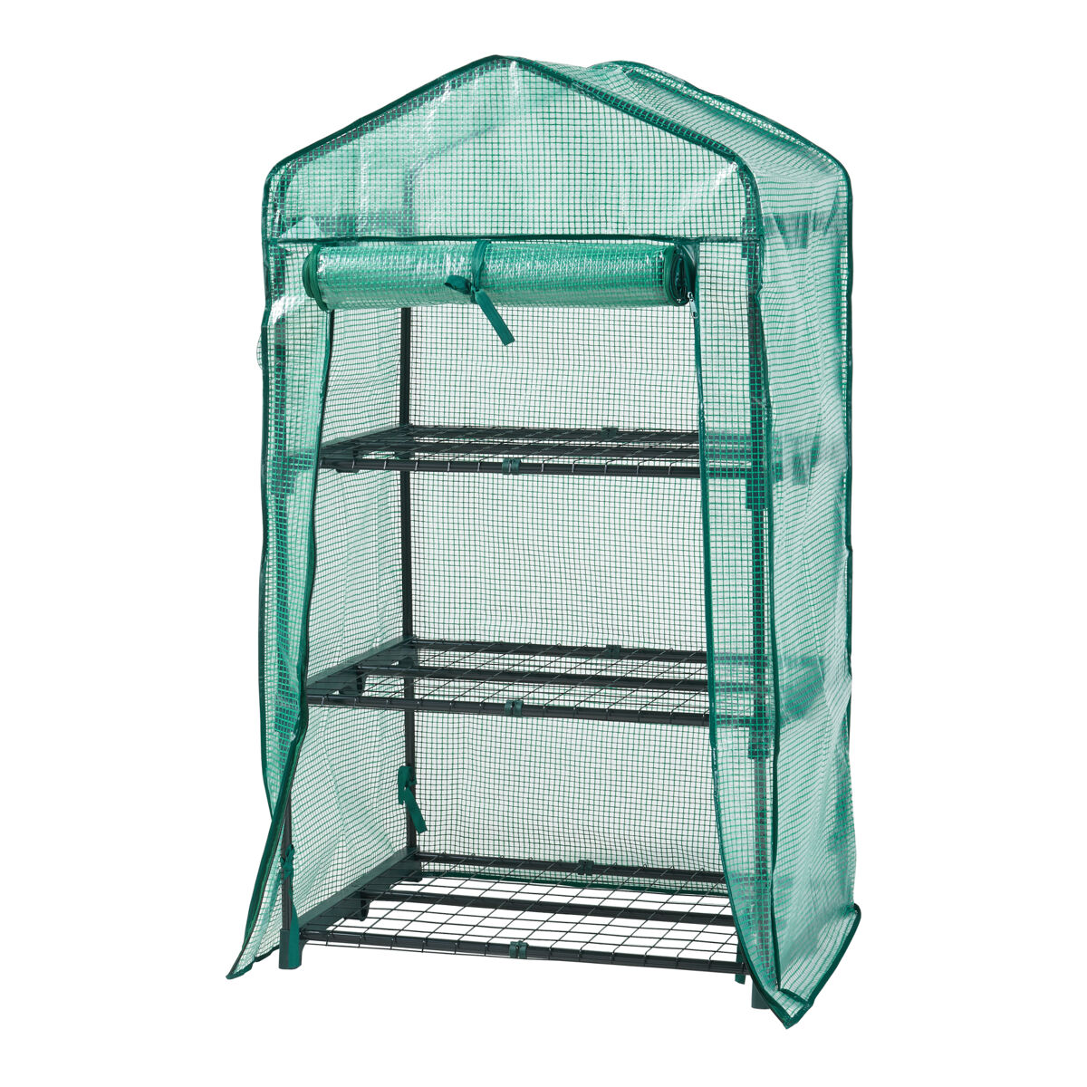 Invernadero de lámina chaam con puerta acero y cubierta 125x69x49cm - verde [en.casa]
