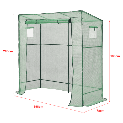 Estufa de jardim Vlaardingen PE aço 198 x 78 x 200 cm Verde en.casa