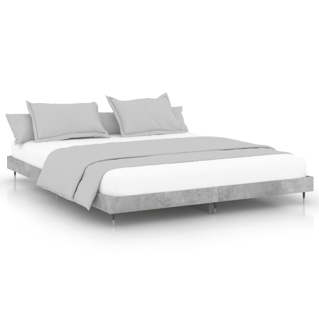 Estructura de cama madera contrachapada gris hormigón 200x200cm