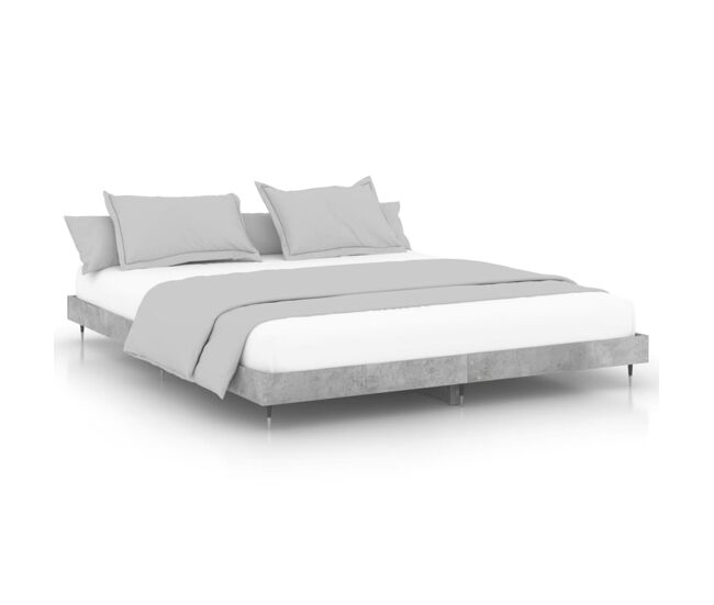 Estructura de cama madera contrachapada gris hormigón 200x200cm