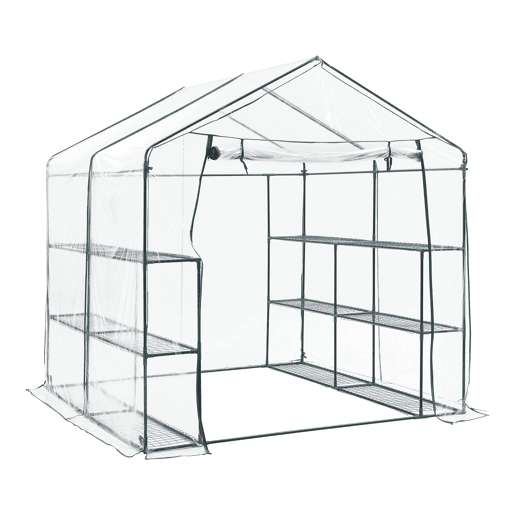 Estufa de jardim Grünau aço PVC 200x200x220 cm transparente en.casa