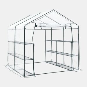 Estufa de jardim Grünau aço PVC 200x200x220 cm transparente en.casa