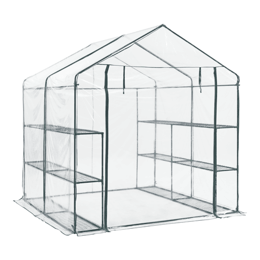 Estufa de jardim Grünau aço PVC 200x200x220 cm transparente en.casa