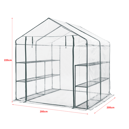 Estufa de jardim Grünau aço PVC 200x200x220 cm transparente en.casa