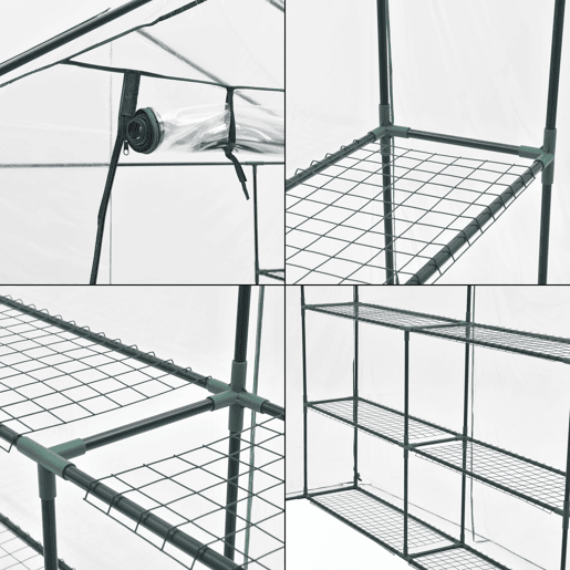 Estufa de jardim Grünau aço PVC 200x200x220 cm transparente en.casa