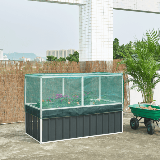 Huerta urbana alta Alblasserdam com rede de aço 174x90x118cm - Antracite en.casa