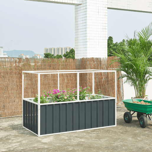 Huerta urbana alta Alblasserdam com rede de aço 174x90x118cm - Antracite en.casa