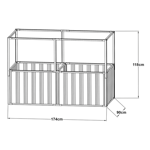 Huerta urbana alta Alblasserdam com rede de aço 174x90x118cm - Antracite en.casa