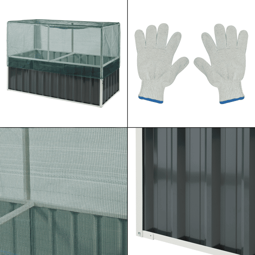 Huerta urbana alta Alblasserdam com rede de aço 174x90x118cm - Antracite en.casa