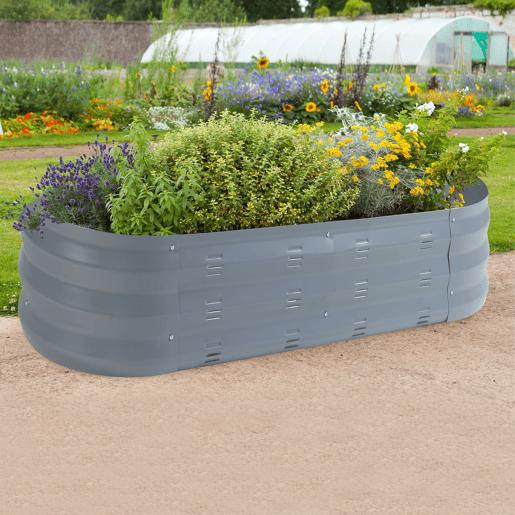 Huerta urbana alta Alfedena oval em aço 129x50x25cm - Antracite casa.pro