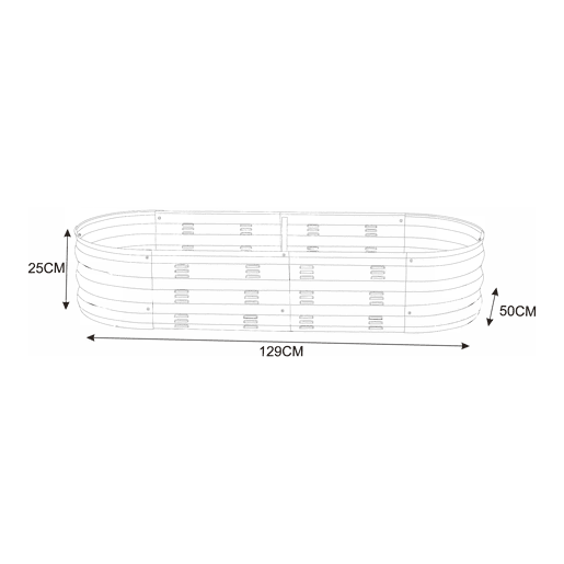 Huerta urbana alta Alfedena oval em aço 129x50x25cm - Antracite casa.pro
