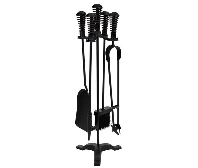 Herramientas para la chimenea de metal negro set 5pcs 19x19x65h cm