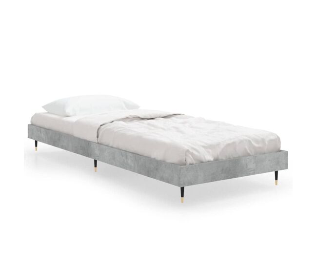 Estructura de cama madera contrachapada gris hormigón 75x190 cm