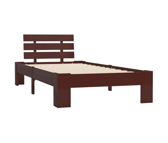 Estructura de cama madera maciza pino marrón oscuro 100x200 cm