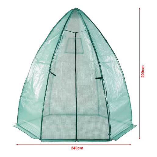Estufa de chapa para exterior Hunze com estante de aço e cobertura PE 200xØ240cm - Verde en.casa