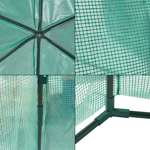 Estufa de chapa para exterior Hunze com estante de aço e cobertura PE 200xØ240cm - Verde en.casa