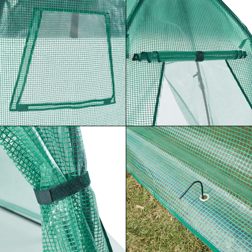 Estufa de chapa para exterior Hunze com estante de aço e cobertura PE 200xØ240cm - Verde en.casa