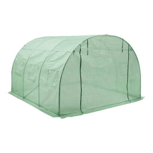 Estufa túnel de jardim Dornbirn aço PE 300x300x200 cm verde en.casa