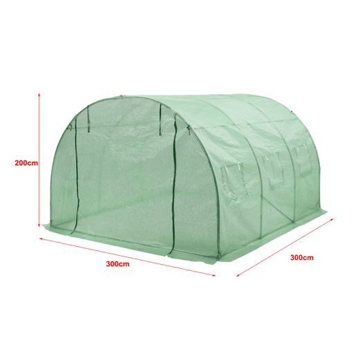 Estufa túnel de jardim Dornbirn aço PE 300x300x200 cm verde en.casa