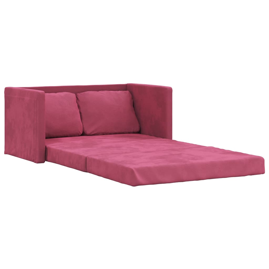 Vidaxl sofá cama de suelo 2 en 1 terciopelo rojo tinto 122x204x55 cm
