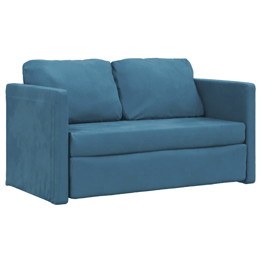 vidaXL Sofá-cama sem pés 122x204x55 cm veludo azul