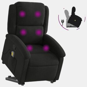 vidaXL Poltrona de massagens reclinável elevatória tecido preto