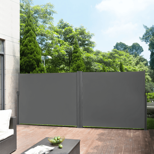 Toldo duplo lateral Alcazaba - exterior - aço e poliéster - cinzento - 180 x (2x 300) cm pro.tec