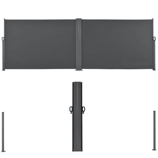 Toldo duplo lateral Alcazaba - exterior - aço e poliéster - cinzento - 180 x (2x 300) cm pro.tec