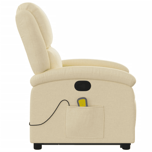 vidaXL Poltrona elevatória de massagens tecido cor creme vidaXL Poltrona elevatória de massagens tecido cor creme