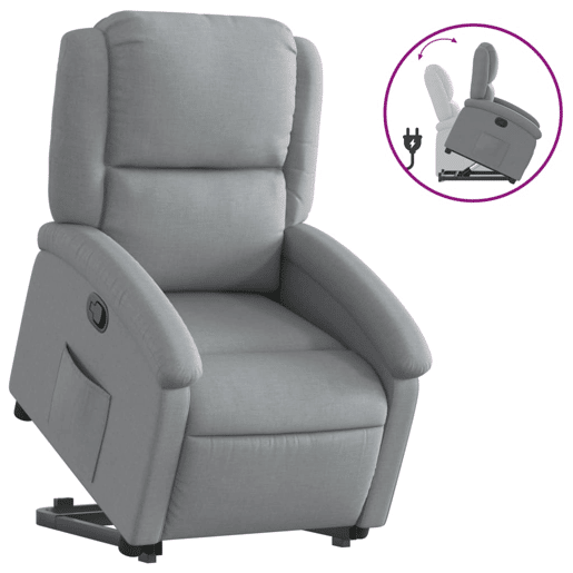 vidaXL Poltrona reclinável elevatória tecido cinzento-claro vidaXL Poltrona reclinável elevatória tecido cinzento-claro