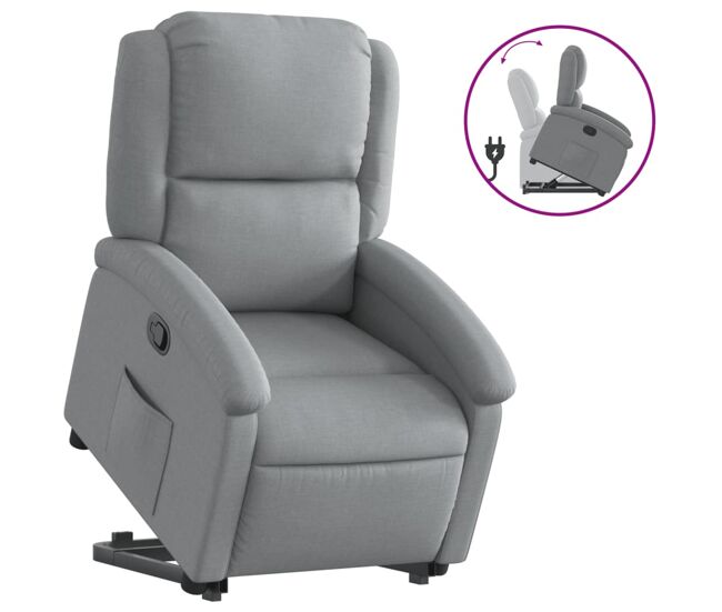 Vidaxl sillón reclinable elevable de tela gris claro